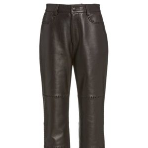 Ganni Brown Leather Stitch Pants